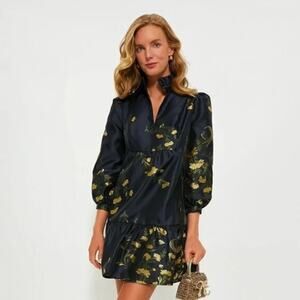 Tuckernuck Navy Jasmine Vine Jacquard Formal Palmerston Dress Size XXXL